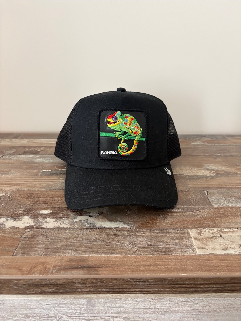 Karma Black Cap with Vibrant Chameleon Patch